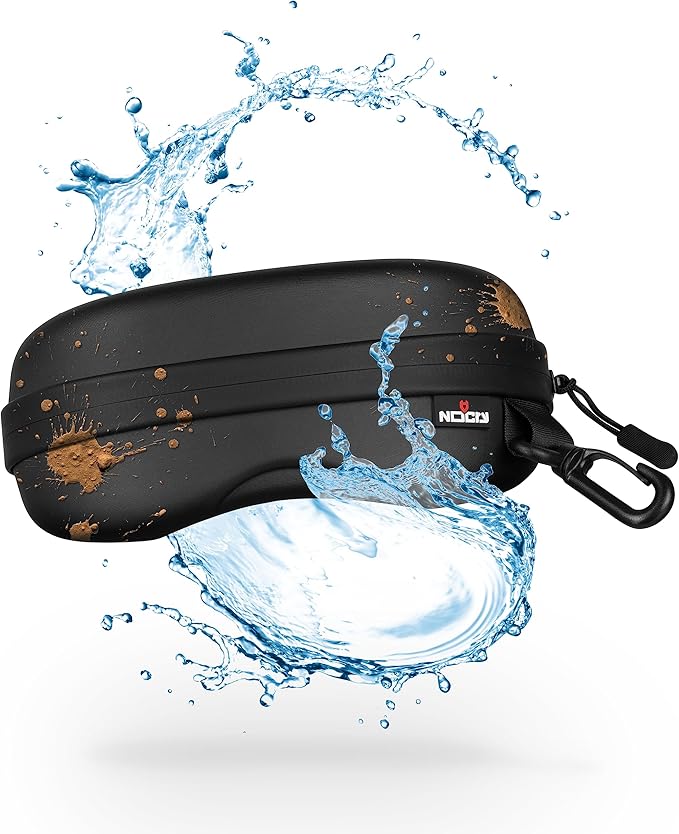 NoCry Water Resistant Safety Glasses Case with Clip - Heavy Duty Semi Hard Large Sunglasses Holder for Men and Women with Cleaning Cloth