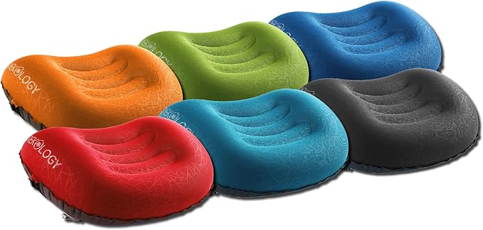 TREKOLOGY Ultralight Inflatable Camping Travel Pillow - ALUFT 2.0 Compressible, Compact, Comfortable, Ergonomic Inflating Pillows for Neck & Lumbar Support While Camp, Hiking, Backpacking