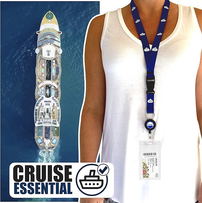 Cruise On Cruise Lanyard for Ship Cards – 2-Pack Retractable Badge & Waterproof Key Card Holder for Ship Cards – Cruise Essentials 2026-2027, Perfect for Travel & Vacation (Navy Blue)