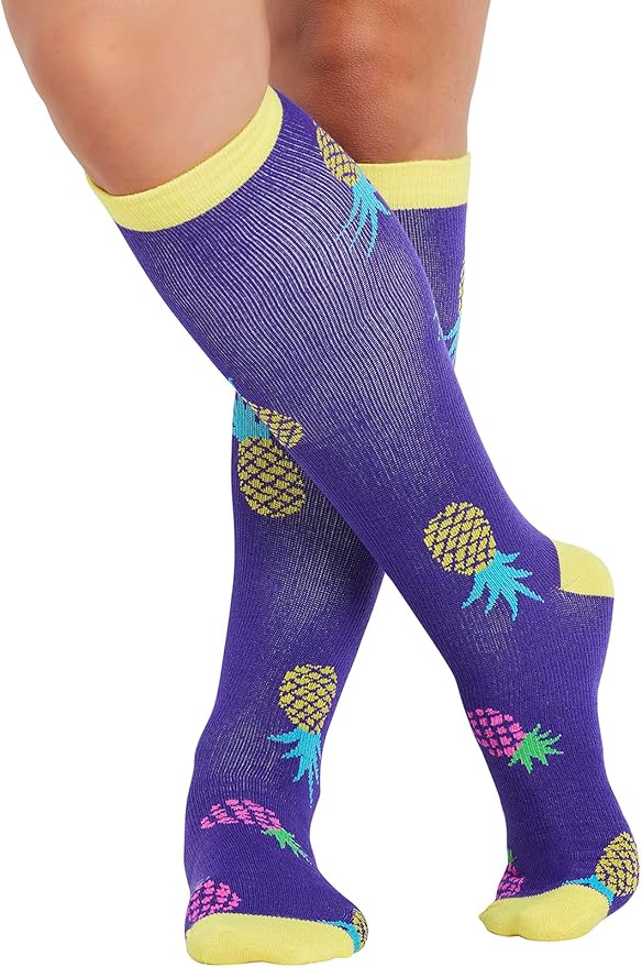 Cherokee Women's 10-15mmHg Compression Socks – Fun Print Knee Highs with Light Support, Soft Feel - PRINTSUPPORT