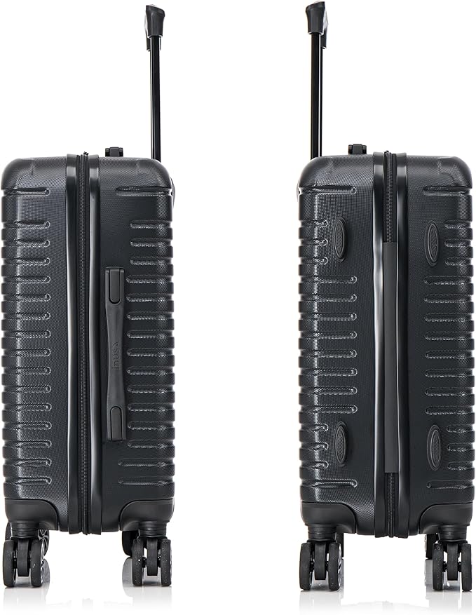 InUSA DEEP Luggage with GEL Handle | Spacious Traveling Suitcases, Travel Suitcase with Dual Spinner Wheels and Studs | 20 Inch Carry On Hardside Luggage | Black