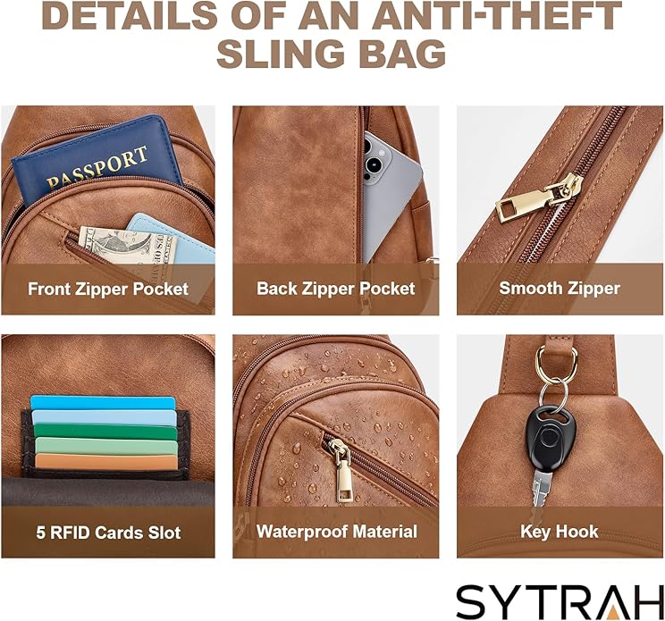 Anti Theft Sling Bag for Women, RFID Crossbody Purses Convertible Sling Backpack, Cross Body Purse Chest Bag