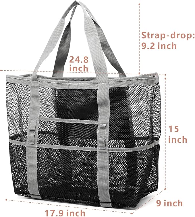 F-color Mesh Beach Bag Family - Large Tote Bag for Cruise Pool Toys Beach Vacation Essentials