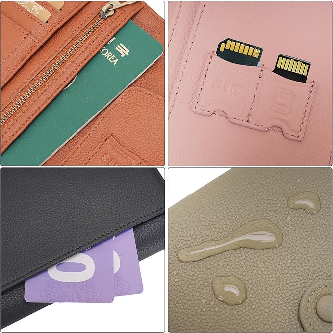 WASON Leather Passport Cover Wallet - Travel Passport Holder with RFID, Card Slots, Cash Pocket, Coin Purse, Tracker Slot, Boarding Pass and Ticket Organizer for Men and Women (Pink)