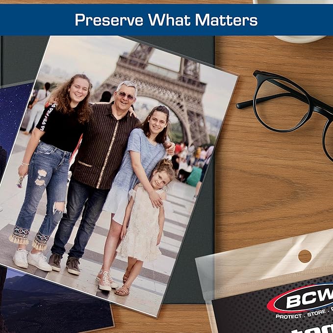 BCW 6x8 Photo Sleeves - 100 Pack | Archival Photo Sleeves for Art, Postcards & Photos | Acid-Free, No PVC | Archival Quality for Storage & Display