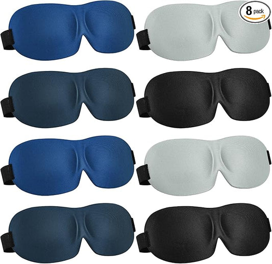 Bencailor 8 Pcs Sleep Eye Mask for Men Women Side Sleeper Eyes Blackout 3D Eye Cover for Sleep with Adjustable Strap Colorful Night Blindfold Eyes Shade for Travel Gifts(Medium,Retro Colors)