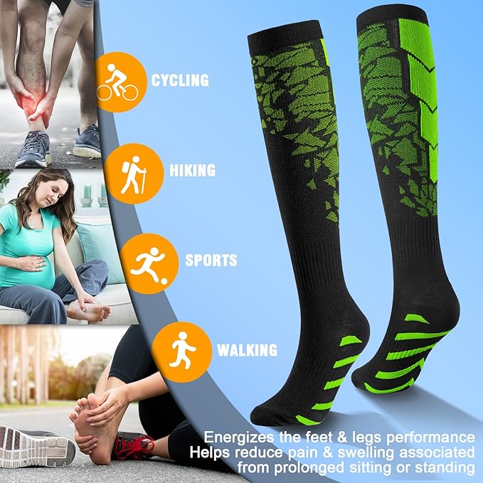 bropite Flora Compression Socks for Women & Men-Knee high 6 Pairs 20-30mmhg Support Running Nurse Travel