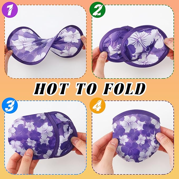 Amyhill 30 Pcs Hawaiian Party Favor Foldable Flying Disc Fans with Bags Hibiscus Summer Pool Birthday Party Favors 9.8'' DIY Cooling Fan Colorful Goody Stuffers End of The Year Gifts from Teacher