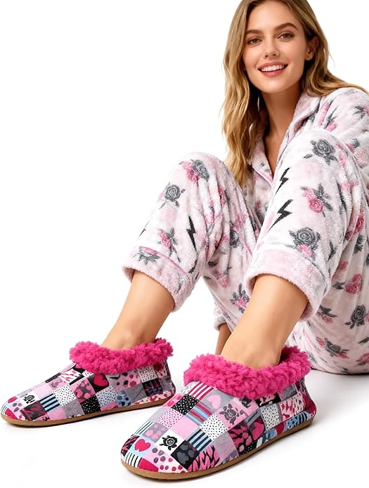 Cozylook Fuzzy Slippers for Women Indoor, Warm Bedroom Slip On Shoes, Winter Fluffy House Socks with Grippers, Cozy Christmas Gifts Unique