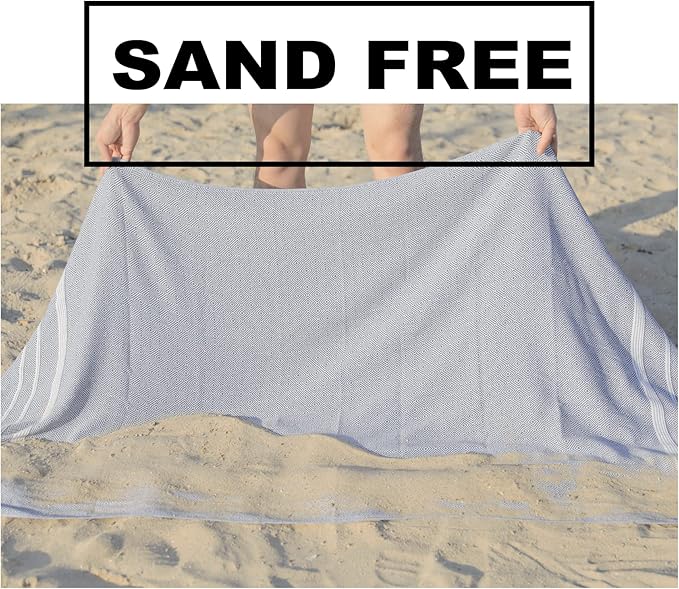 2 Packs Cotton Turkish Beach Towels Quick Dry Sand Free Soft Absorbent Extra Large Xl Big Blanket Adult Oversized Bath Pool Swim Towel Lightweight Thin Sandless Fast Drying Compact No Sand Packabl