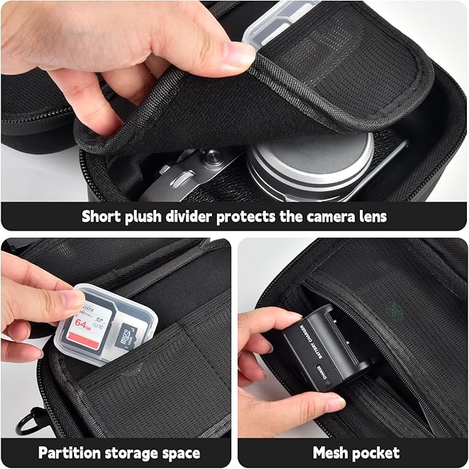 GWCASE Custom Camera Travel Case for Fujifilm X100VI Camera, Premium EVA Shell with Protective Dividers, Mesh Pockets for Fujifilm X100VI Accessories. Detachable Shoulder Strap & Handle (Case Only)