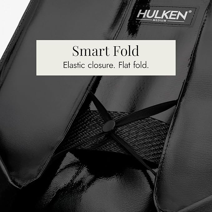 HULKEN - Large, Black - Reusable Grocery Bag On Wheels, Shopping Trolley, Rolling Tote, Zipper Closure, Lightweight, Carries Up to 66 lb & Fits 5 Grocery Bags, Folds Flat, Unbreakable Handles