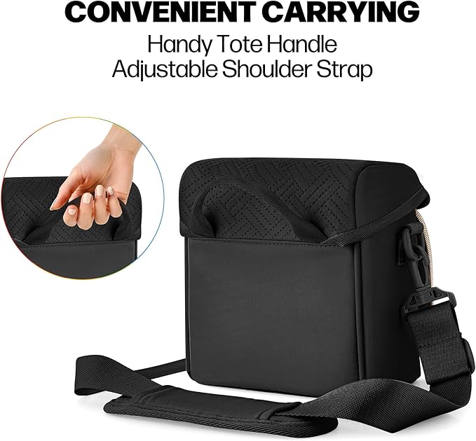 Camera Sling Bag Compatible with Polaroid Now 2nd/3rd Instant Camera, Crossbody Bag with Adjustable Strap, Black