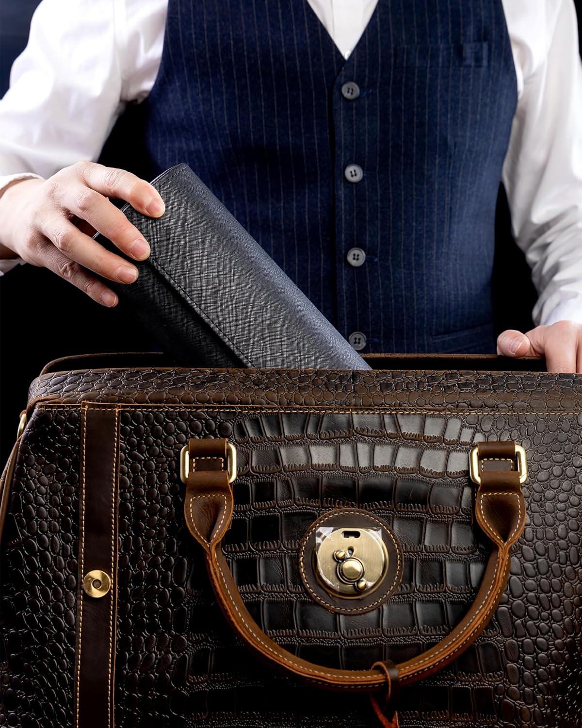 MR.OKAY 2 Watch Travel Case- Classic Leather Watch Case With Superb Texture.Portable Watch Roll Or Organizer For Storage And Display. Travel Gift for Men, All Handcrafted By Leather Craftsmen.