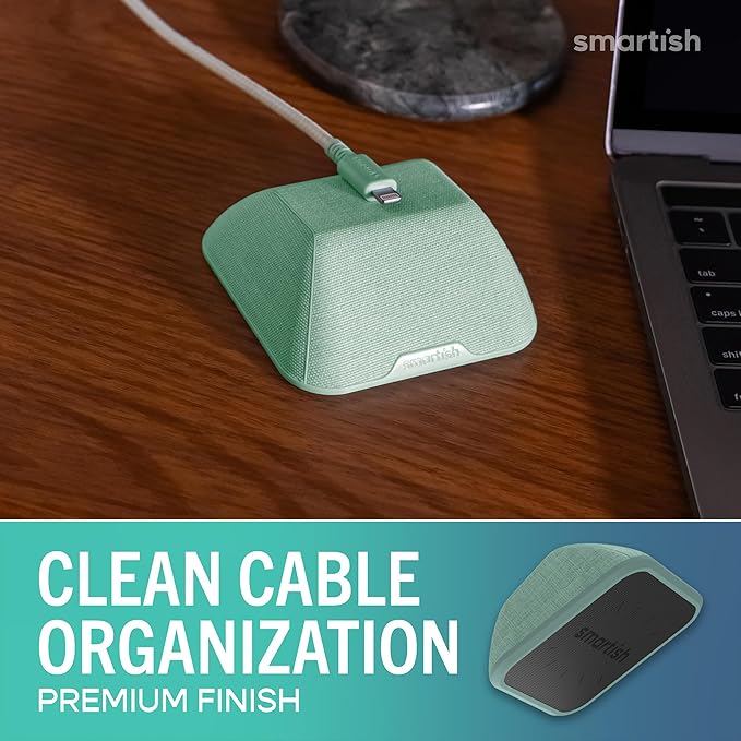 Smartish® Magnetic Cord Holder - Cable Wrangler Organizer with Magnet Clips for Charger Management on Desktop, Nightstand, or Side Table for All Cables, USB-C, Lightning Cables - Teal Me More