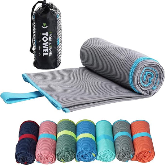 4Monster Microfiber Camping Towel - Quick Dry, Super Absorbent, Lightweight Travel Towel for Hiking, Beach, Gym, Backpacking, Yoga - Compact with Carry Bag (Grey, Small(31.50" x 15.80"))