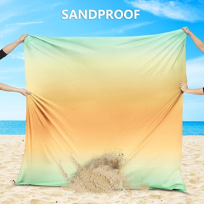 AISPARKY Beach Blanket Waterproof Sandproof Extra Large, Oversized Beach Mat, Quick Drying&Compact&Lightweight, Picnic Blankets Vacation Essentials for Outdoor Beach Camping (108" X 120" (8 Person))