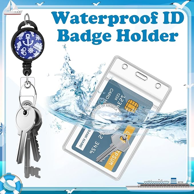 4 Pack Cruise Lanyard for Ship Cards Lanyards with Retractable Badge Reels Waterproof ID Badge Holder, 2026 Cruise Essentials Accessories