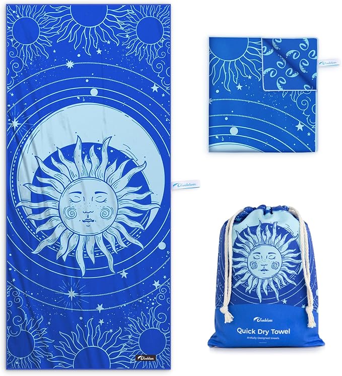 Diveblues Microfiber Beach Towel Extra Large 71" x 32", Sand Free Travel Towels Oversized, Lightweight, Quick Dry, Absorbent, Women Men Gift for Camping, Pool, Gym, Yoga, Beach Essentials