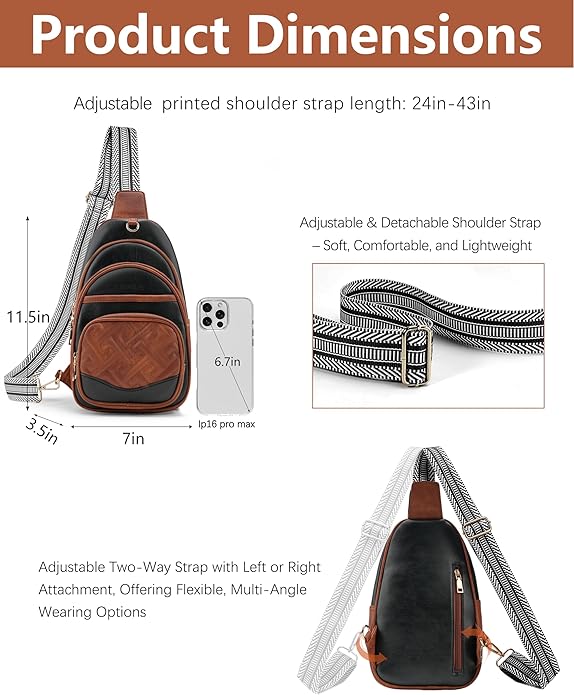 Anti Theft Crossbody Bags for Women, RFID Vegan Leather Sling Purse, Travel Chest Bag & Fanny Pack