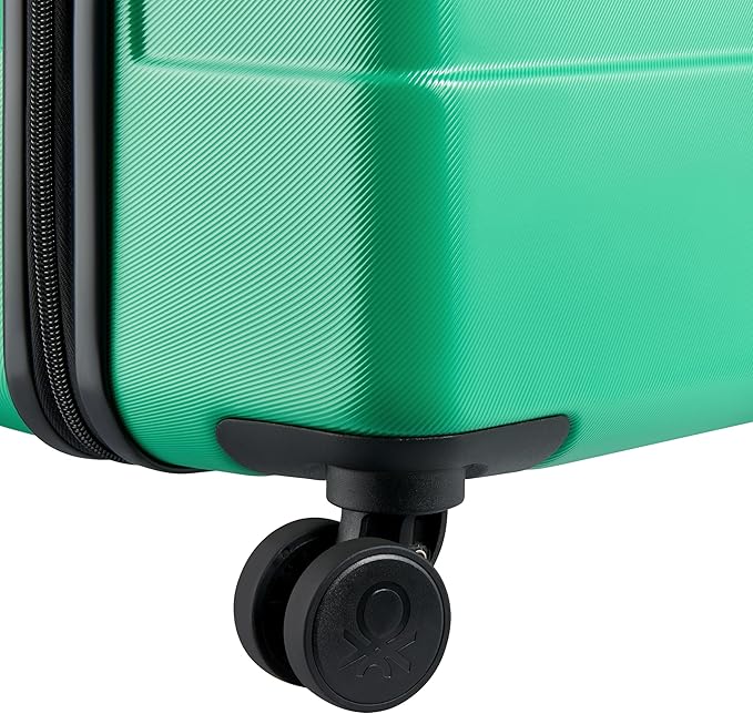 United Colors of Benetton Now! Hardside Luggage with Spinner Wheels, Green, Checked-Large 27 Inch