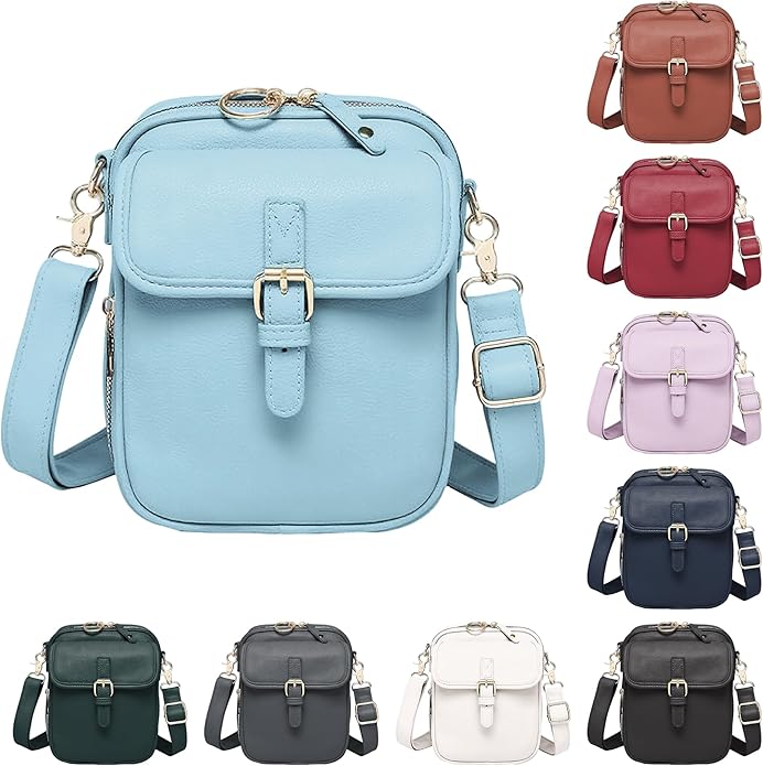 Leather Crossbody Bags for Women Travel Small Crossbody Purse Anti Theft Waterproof Bum Bag with Built in Wallet