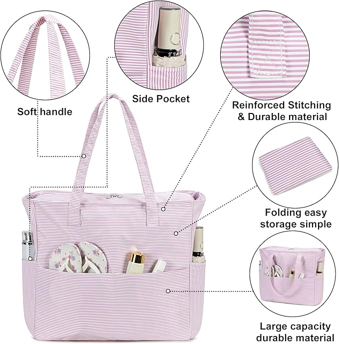 Bluboon Waterproof Beach Tote Pool Bags for Women Ladies Extra Large Carry On Bag With Wet Compartment for Weekender Travel