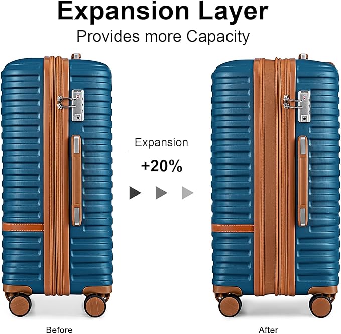 Joyway Carry On Luggage 20 Inch Expandable Suitcase with Spinner Wheel, 3 Piece Hard Shell Luggage Set with TSA Lock(Navy Blue)