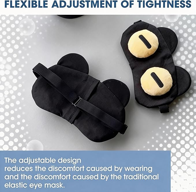 2PCS Cat Eye Sleep Mask for Sleeping, Soft Light Weight Eye Cover with Adjustable Strap,Funny Sleep Mask for Kids Women Men Travel Nap Blindfold Game（Half Closed Eyes+Closed Eyes）