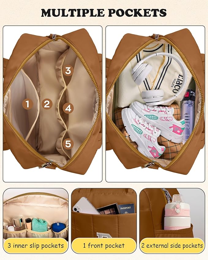 Gifts for Teen Girls-Women Trendy Stuff-Duffle Bag with Letter, Carry On Bags for Women，Overnight Bag with Wet Pocket，Lightweight Travel Bags Personalized Gym Tote with Makeup Pouch