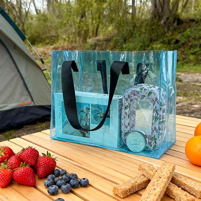 Holographic PVC Beach Bag Waterproof - 18×13×6inch Large Clear Tote for Women Men Pool Travel Sandproof Carry All