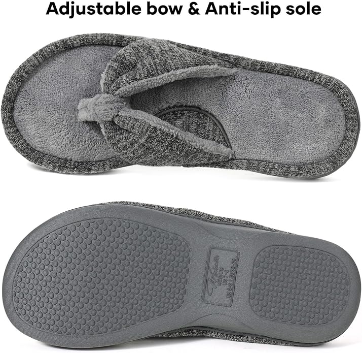 Wishcotton Women's Memory Foam Spa Thong Flip Flops Cozy Indoor Slippers, Ladies Summer Lightweight Open Toe House Sandals