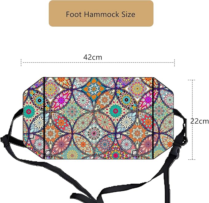 Airplane Foot Hammock for Plane Travel Ajustable Foot Rest for Plane Comfort Sling Airplane Gadgets for Adult Long Fling,Plane Travel Essentials (Datura)