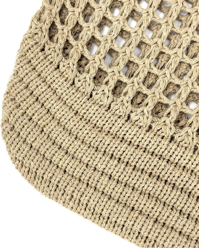 ENBEI Women Foldable Beach Tote, Washable Lightweight Beach Bag, Eco-Friendly Knit Shoulder Purse for Travel/Shopping/Gifts