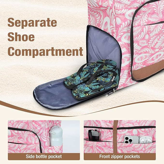 Beach Bag for Women - 35L Large Tote Bag, Waterproof & Sandproof, Zippered Carry On Bag for Pool, Beach & Travel