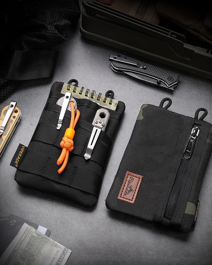 VIPERADE VE3 Tool Pouch Pocket Organizer, Nylon Tool Belt Loop Pouch with 4 Pockets Tool Storage EDC Pouch for Flashlight/Pocket Knife, Tactical Pen, Notebook (Black Camo)