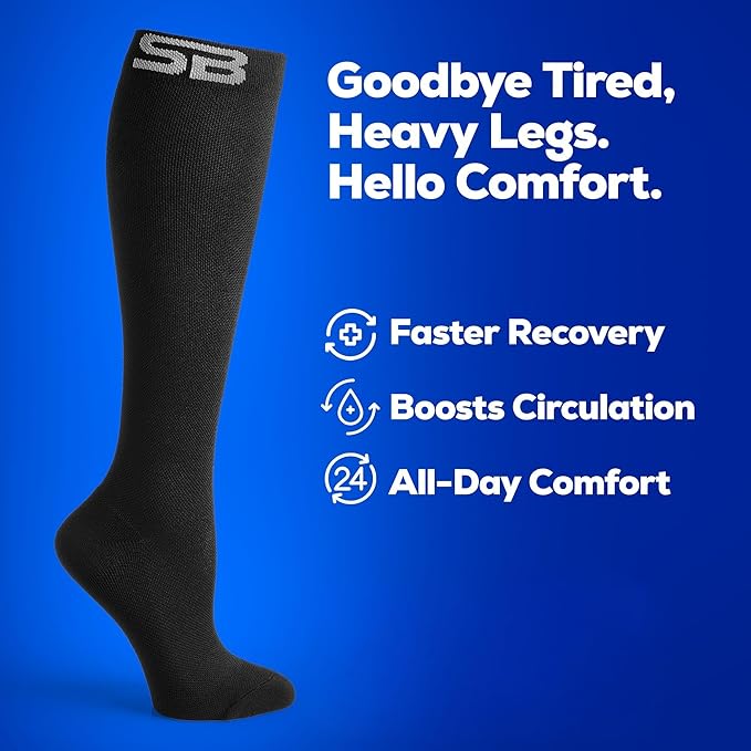 SB SOX Lite Compression Socks for Men & Women (15-20mmHg) – Best Compression Socks for Travel, Sports, and Daily Wear - XXL Sizes too!