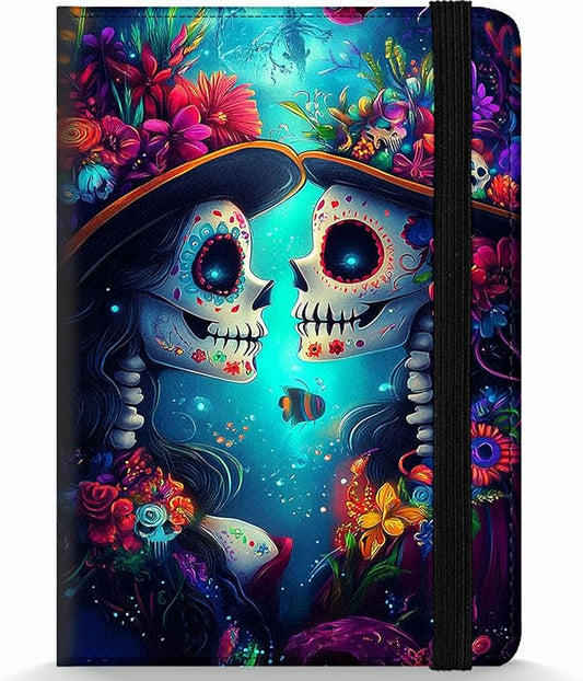 Passport Holder Wallet Cover Case,RFID Blocking Passport Cover,Large Capacity Travel Wallet with Multi Card Slots (Sugar Skull)