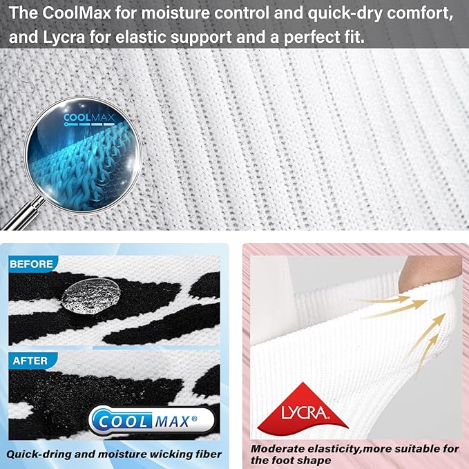 Hylaea Compression Running Socks for men, Coolmax Anti-Blister Cushion Crew Socks for Athletic, Moisture Wicking & Seamless