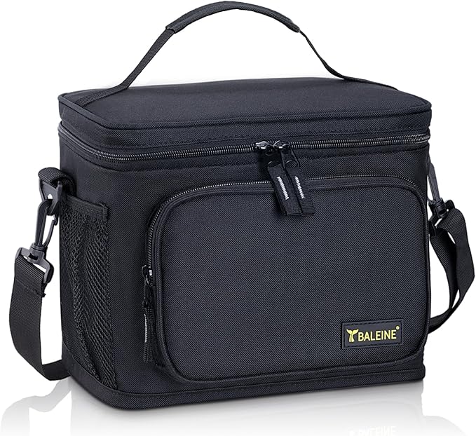 BALEINE Insulated Lunch Bag for Men Women, 22 Can Leakproof Cooler Bag with Adjustable Shoulder Strap for Work Picnic, Lunch Box for Women Men (Large, Black)