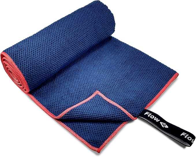Flow Microfiber Quick Dry Swim Towel - Pool Towels for Competitive Swimming and Other Water Sports with Medium and Large Options Available (Navy, Medium (47” x 20”))