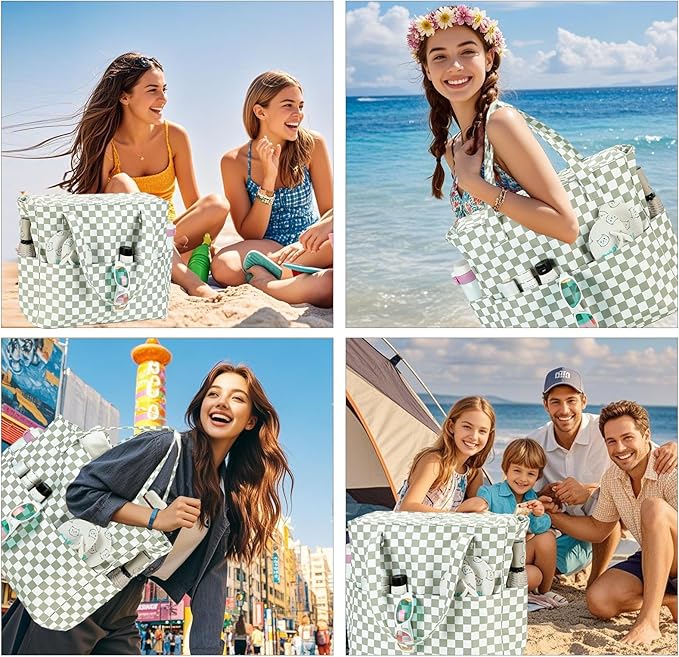 LEDAOU Large Beach Bag Women Waterproof Sandproof Zipper Beach Tote Pool Bag for Swim Gym Grocery Travel with Wet Pocket | Waterproof, Sandproof, Zipper, Pool, Gym, Grocery
