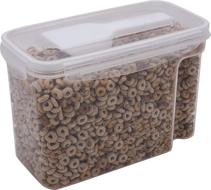 Kitchen Details 2 Pack Cereal Container with Scooper | Medium | Airtight | Food Tin | Keeps Fresh | Kitchen & Pantry Storage Organizers | Clear