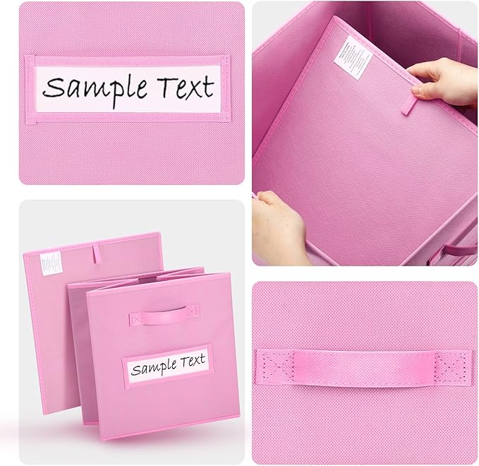 artsdi Fabric storage cubes (8 Pack) 13 Inch Cube Storage Bin, cube organizer bins with 8 Labels Window Cards & a Pen, Foldable cube organizer bins and Storage Box, Light Pink