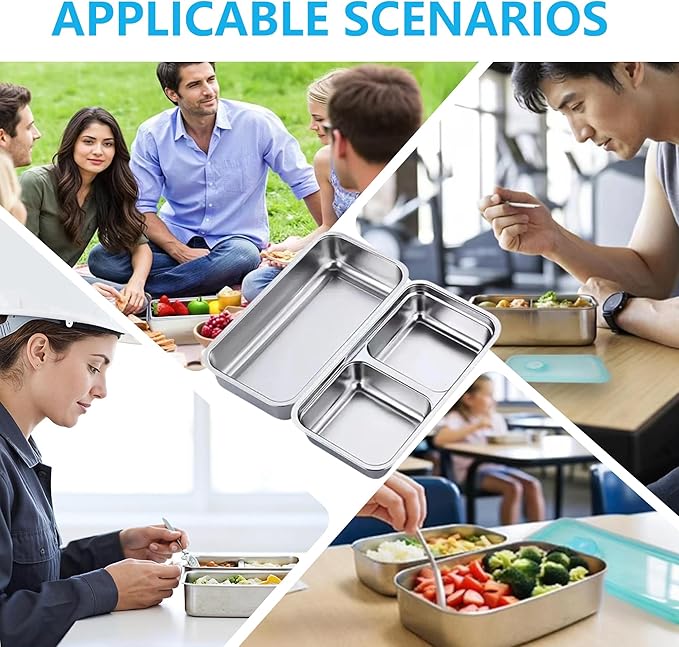 8 PACK Stainless Steel Snack Containers with Lids Meal Prep Food Storage Container Lunch Box Multi Compartment Reusable Leak-Proof Design for Travel,Snacks, Sandwiches,Condiments Bento Box Office Home