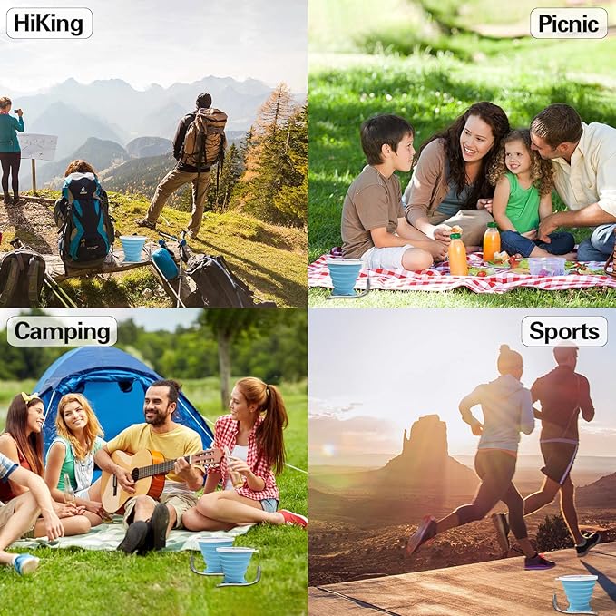 Collapsible Cup - Small Silicone FoldableCup-Expandable Folding Drinking Cups -Reusable Portable Mugs-Cup For Travel, Camping, Hiking, Survival, Picnic, Beach, Holiday Vacation, Outdoor Sports