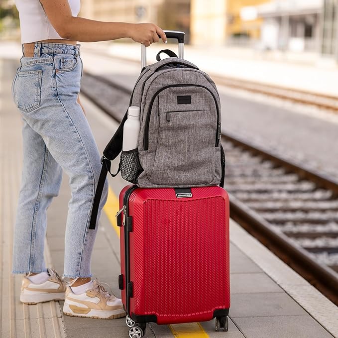 (Not Made In China) Travel Laptop Backpack, Anti-Theft Pocket, Slim Bookbag For College School Business, Holds 15.6 Inch Computer, USB Charging Port