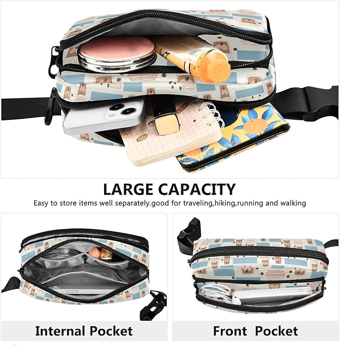 Kawaii Coffee Beans Fanny Pack for Women Men Water Resistant Fashion Waist Packs with Adjustable Strap Belt Bag for Travel Workout Jogging Hiking 21219216