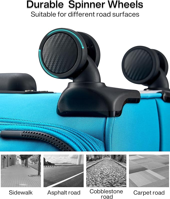 Hanke 20 Inch Expandable Carry On Luggage 22x14x9 Airline Approved Softside Suitcases with Wheels Lightweight Travel Luggage Rolling Suitcase with Lock for Men and Women.(Caribbean Blue)