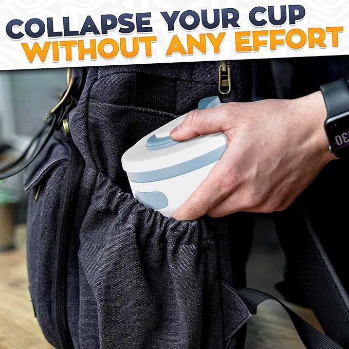 2-Pack Collapsible Coffee Cup Reusable – 12oz Leakproof Travel Coffee Mug, Silicone, Foldable & Portable for Hiking, Camping, Office | Lightweight, Heat-Resistant, Easy to Clean, Outdoor & Travel Cup
